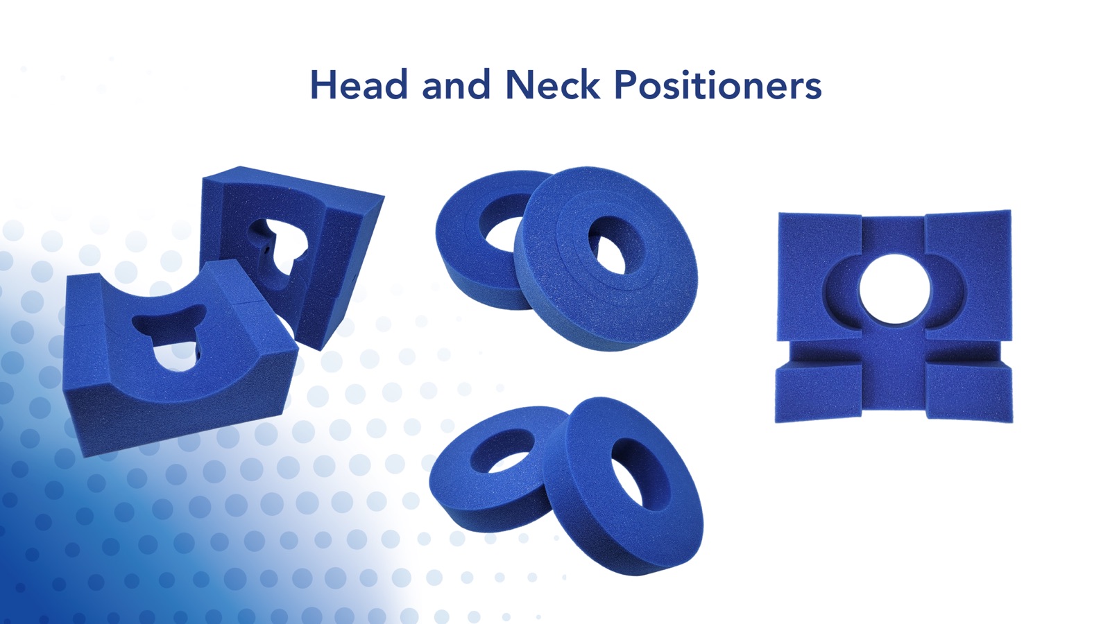 Foam head and neck surgical positioners including slotted and ring styles